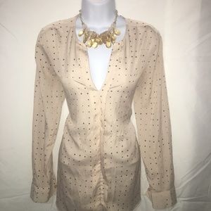 Ann Taylor Womens S Polka Dot Button Down Blouse❤️